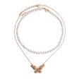 2 Pcs Gold Pearl Butterfly Necklace Cheap