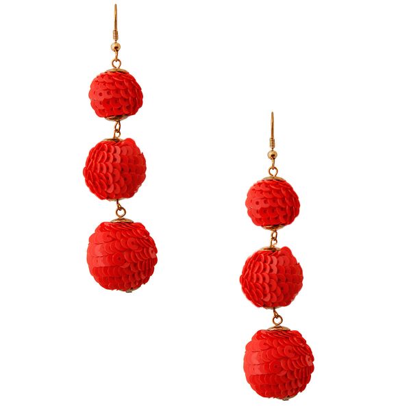 Red Sequin Ball Earrings For Cheap