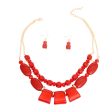 Wine Red Double Layered Necklace Set For Sale