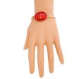 Red Oval Plaid Gold Bangle For Cheap