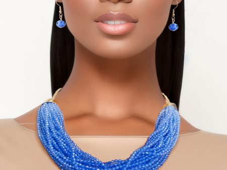 34 Strand Blue Bead Necklace Online now