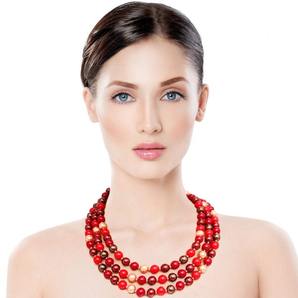 Assorted Red Bead Layered Set Cheap