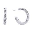 14K White Gold Braided Post Hoops Online