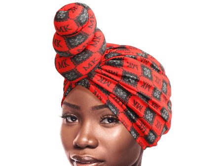 Red MK Tall Twist Knot Turban Fashion