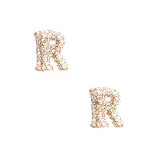 R Initial Rhinestone Studs For Cheap