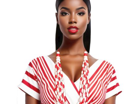 Long Red White Toggle DST Necklace|32 inches Online