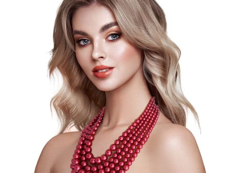 Crimson Pearl Ensemble Necklace Set Cheap