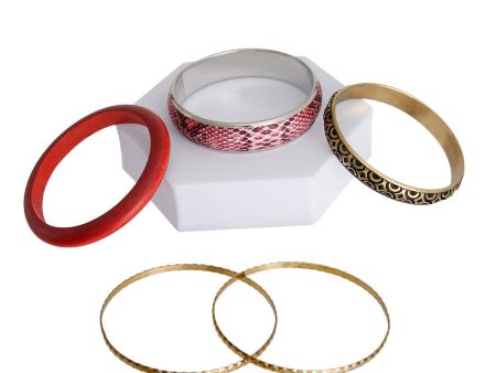 Burgundy Snake Skin Bangle Set Online Sale