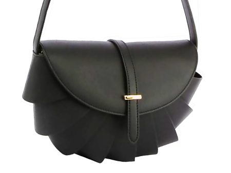 Black Pleated Semicircle Crossbody on Sale