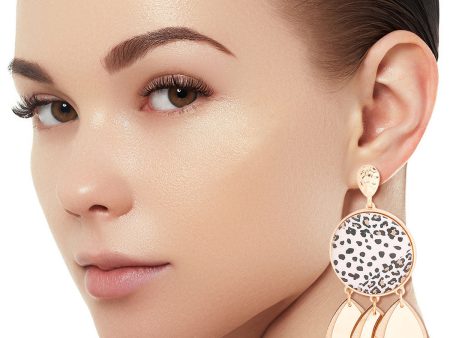 White Leopard Wood Teardrop Earrings For Sale