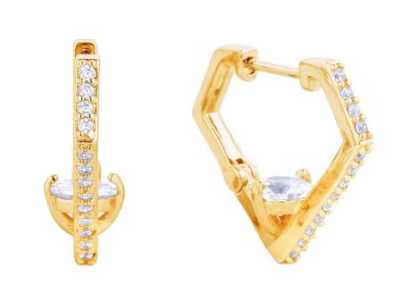 14K Gold CZ Diamond Huggie Hoops Online