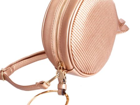 Rose Gold Ribbed Circle Crossbody Wristlet For Discount