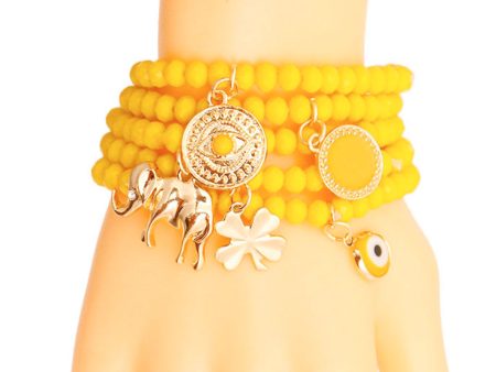 Yellow Luck Bracelet with Elephant Charm on Sale