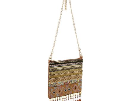 Brown Boho Beaded Crossbody on Sale