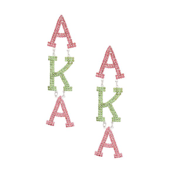 AKA Dangle Pink Green Large AKA Earrings Online now