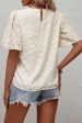 Beige Elegant Jacquard Butterfly Sleeve Blouse For Discount