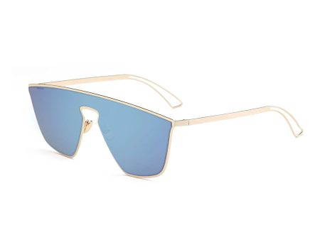 Blue Futuristic Flat Lens Sunglasses Fashion