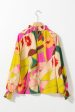 Multicolor Floral Print Smocked Hem Stand Neck Blouse Discount