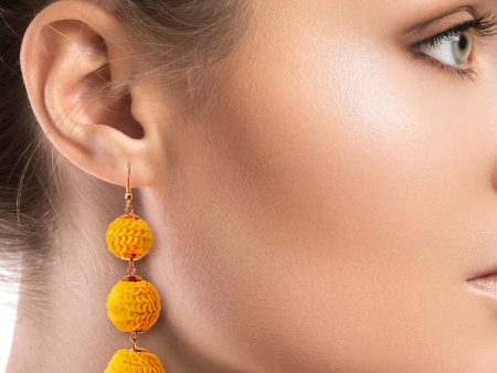 Yellow Sequin Ball Earrings Discount