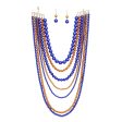 SGRHO Sorority Blue Gold Pearl Long 7 Row Necklace on Sale