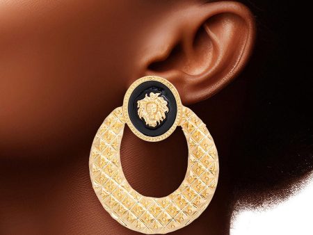 Stud Gold Medium Door Knocker Earrings for Women Cheap