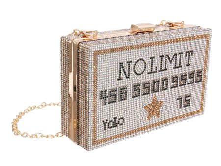 Silver No Limit Card Bling Clutch Cheap