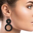 Black Woven Glass Bead Earrings For Sale