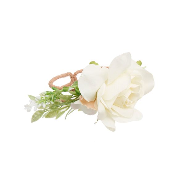 Ivory Fabric Flower Bracelet Discount