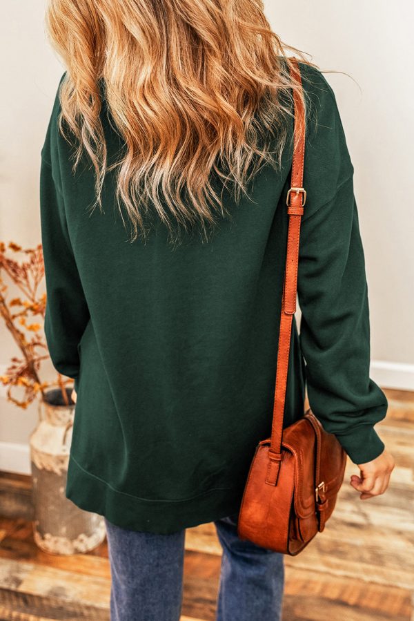 Duffel Green Oversized Drop Shoulder Split Hem Sweatshirt Hot on Sale