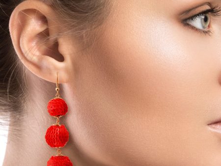 Red Sequin Ball Earrings For Cheap