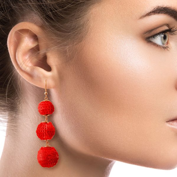 Red Sequin Ball Earrings For Cheap