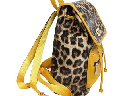 Backpack Leopard and Yellow Flap Bag Set for Women Supply