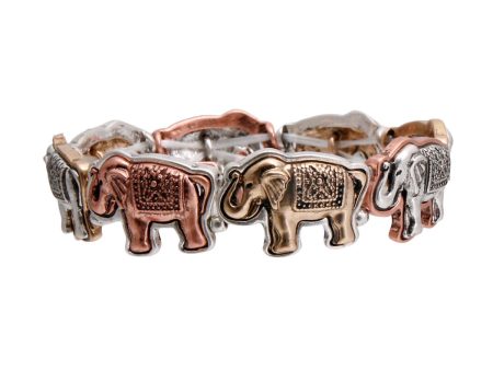 Mixed Metal Engraved Elephant Bracelet Hot on Sale