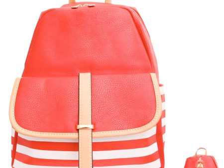 Red and White Stripe Backpack For Discount