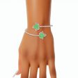 AKA Sorority Pink Green Ivy Leaf Open Bangle Online Sale