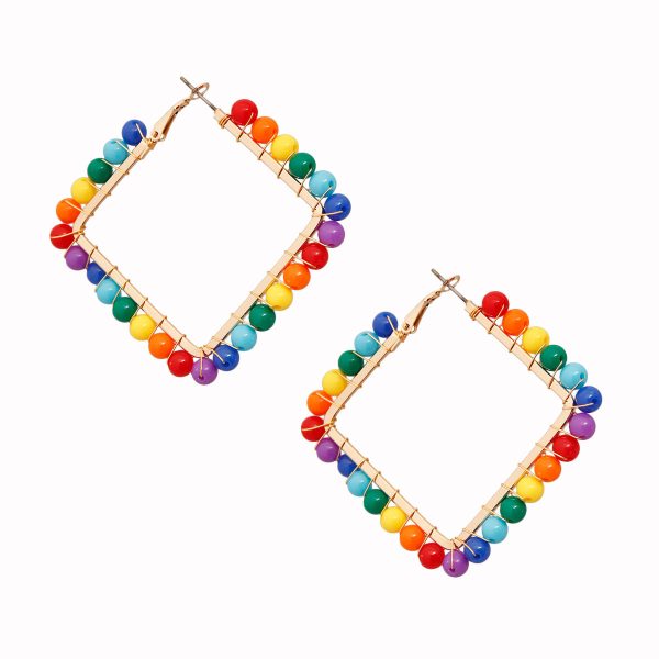 Square Rainbow Bead Earrings Discount