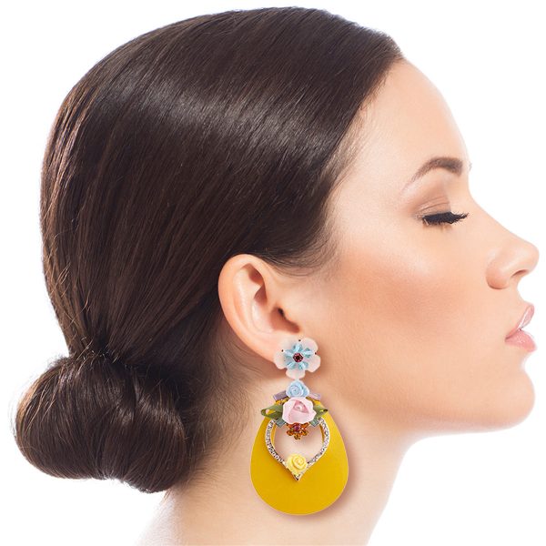 Red Teardrop Earrings - Rhinestone & Flower Online Hot Sale