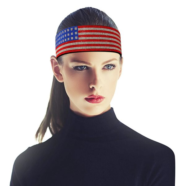 Rhinestone Flag Stretch Headband Discount