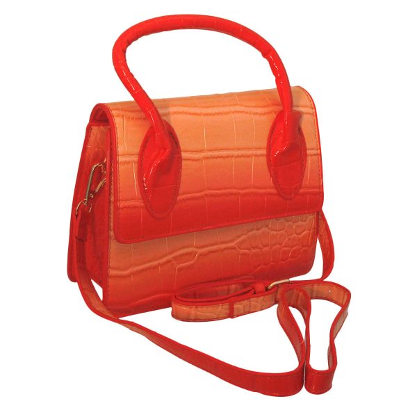 Zuri s Red Croc Flap Satchel Handbag Online now