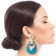 Aqua Flower Teardrop Earrings - Pearl & Bead Discount