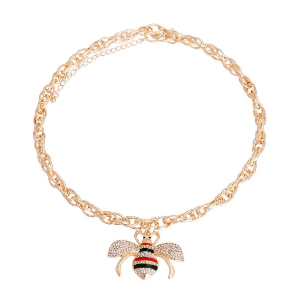 Red Striped Bee Chain Link Necklace Online now