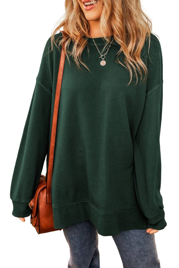 Duffel Green Oversized Drop Shoulder Split Hem Sweatshirt Hot on Sale