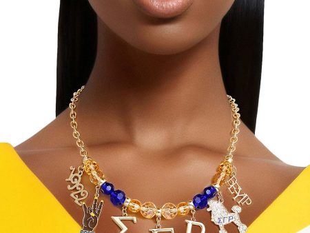 Blue Gold Bead Sigma Necklace Discount