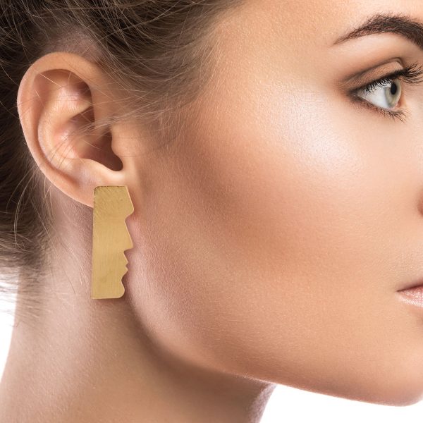 Gold Brass Easter Island Earrings on Sale