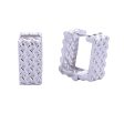 14K White Gold Rattan Square Huggie Hoops Sale