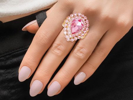 Cocktail Ring Pink Halo Teardrop for Women Online Sale