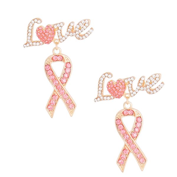 Gold Love Heart Ribbon Earrings Online Sale