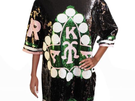 AKA Sorority Black Ivy Leaf Sequin Jersey Shirt For Cheap