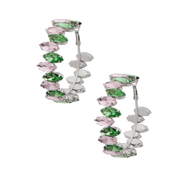 AKA Pink Green Marquise Glass Crystal Hoops Discount