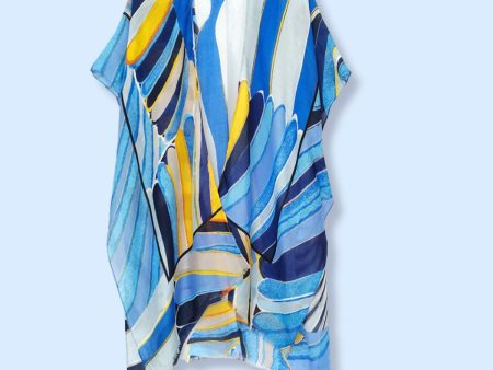 Blue Abstract Print Kimono For Cheap